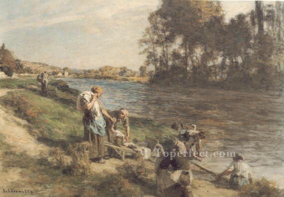 Laveuses au bord de la Marne rural scenes peasant Leon Augustin Lhermitte Oil Paintings